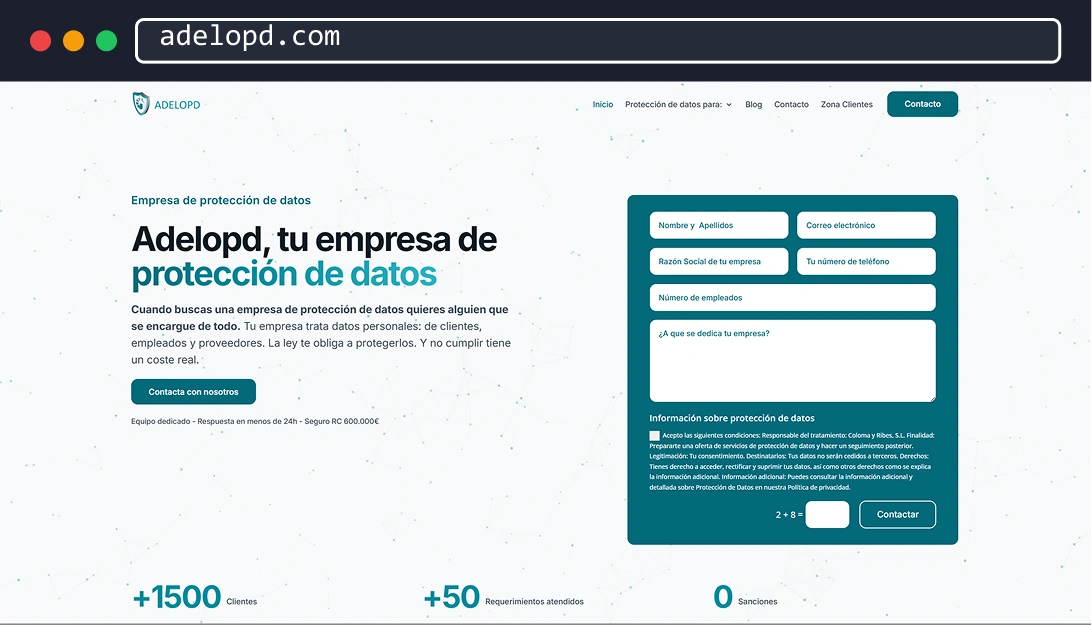 adelopd protección de datos cliente